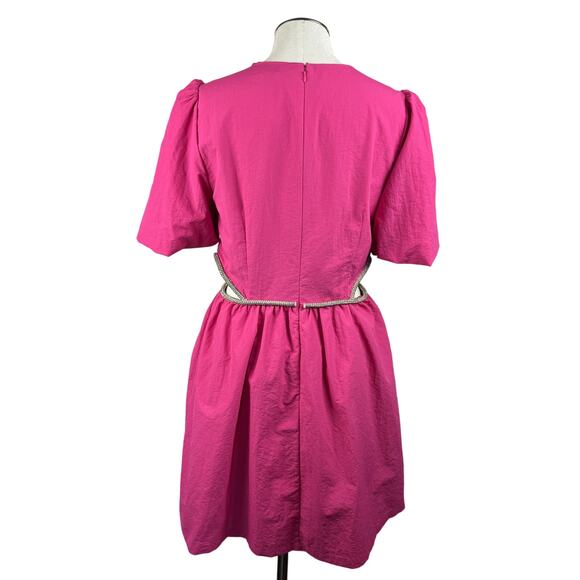 Wayf Dresses & Skirts - WAYF Women's Esmeralda Mini Dress Medium Cut-Out Embellished Trim Puff Sleeve